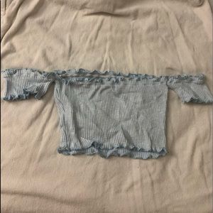 Baby blue off shoulder crop top